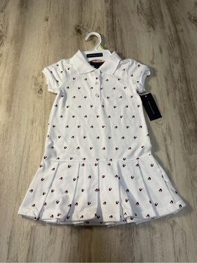 Tommy Hilfiger White Polo Dress with Red Heart Accents